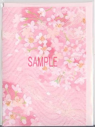 ラメ付き桜の2つ折カード（ピンク）