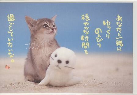 猫・ポストカード「あなたと一緒に」