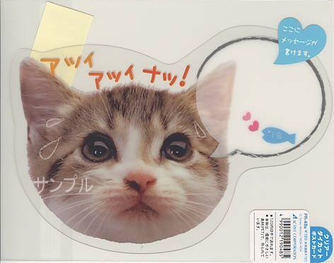 猫・ダイカットPETポストカード「アツイアツイナツ！」